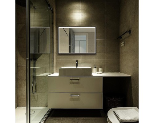 Зеркало Abber See 80 AG6110SCL-0.8 с подсветкой Черное с бесконтактным выключателем и диммером