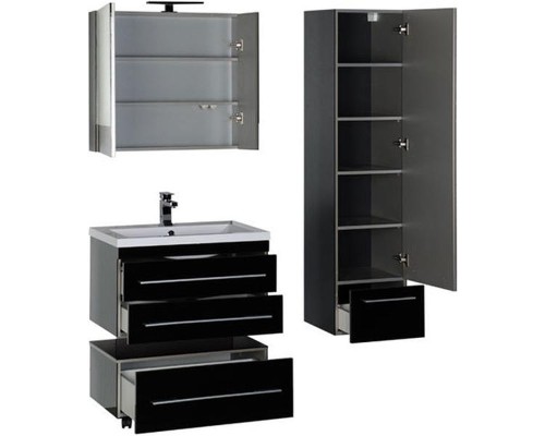 Зеркальный шкаф Aquanet Верона 75 175385 L Черный