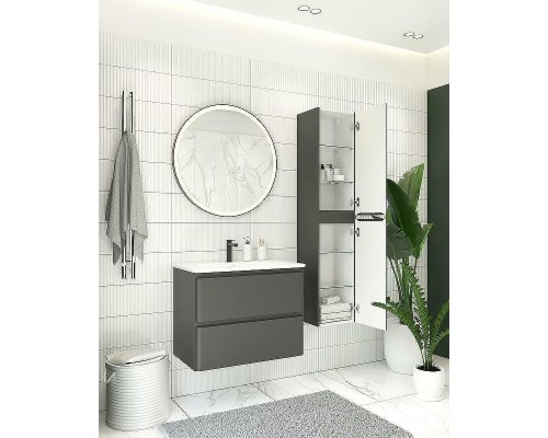 Шкаф пенал Aquanet Эмбер 35 330472 подвесной Черный матовый