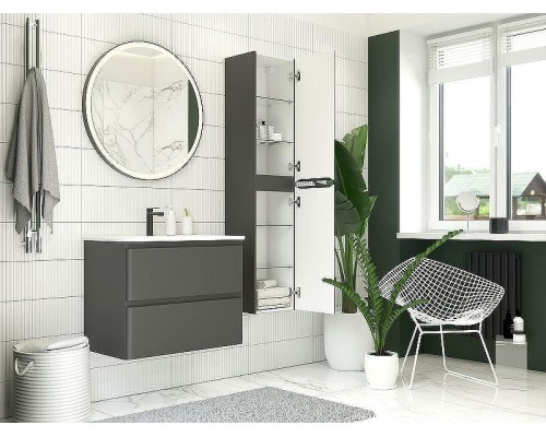 Шкаф пенал Aquanet Эмбер 35 330472 подвесной Черный матовый