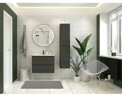 Шкаф пенал Aquanet Эмбер 35 330472 подвесной Черный матовый