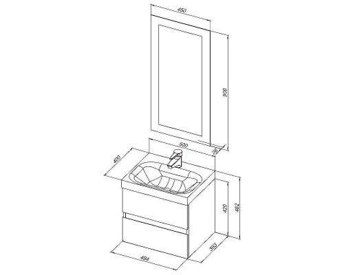 Комплект мебели для ванной Aquanet Беркли 50 306356 подвесной Белый глянец
