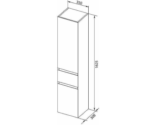 Шкаф пенал Aquanet Йорк 35 R 202095 подвесной Белый