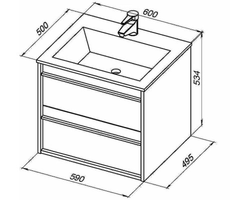Комплект мебели для ванной Aquanet Lino 60 271951 подвесной Белый матовый