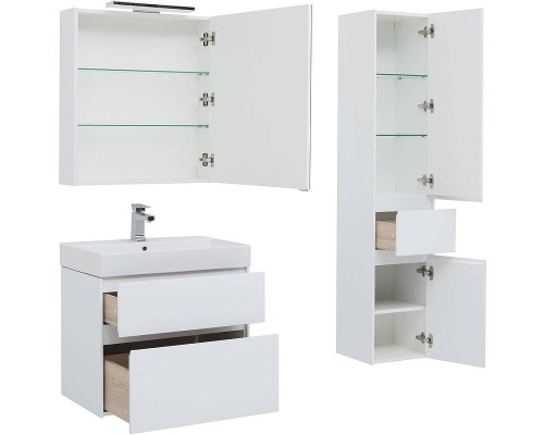 Комплект мебели для ванной Aquanet Бруклин 70 207804 подвесной Белый глянец