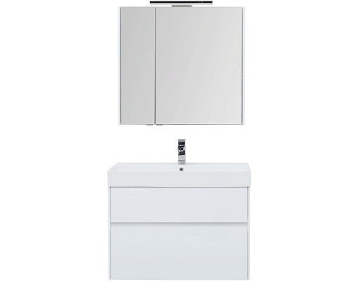 Комплект мебели для ванной Aquanet Бруклин 85 207801 подвесной Белый глянец