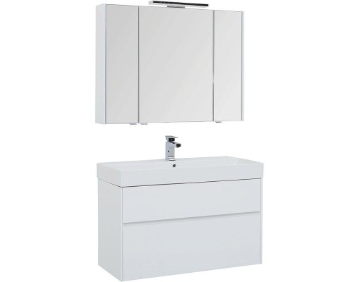 Комплект мебели для ванной Aquanet Бруклин 100 207800 подвесной Белый глянец
