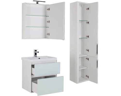 Тумба под раковину Aquanet Гласс 60 196961 подвесная Белая