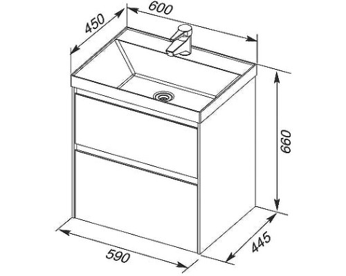 Тумба под раковину Aquanet Гласс 60 196961 подвесная Белая