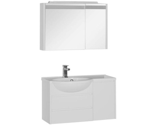 Зеркальный шкаф Aquanet Лайн 90 R 164934 с подсветкой Белый