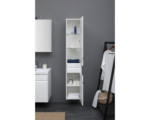 Шкаф пенал Aquanet Палермо 35 L 237410 подвесной Белый глянец