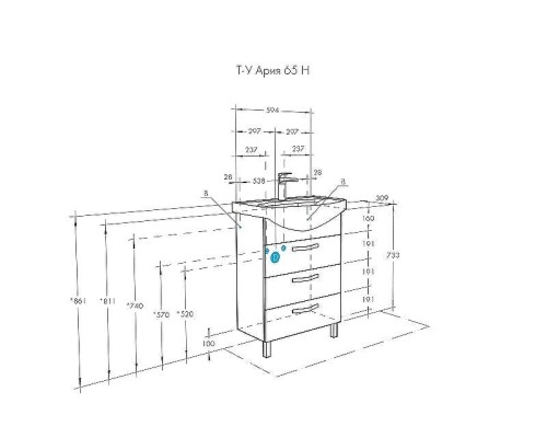 Тумба под раковину Aquaton Ария 65 Н 1A123401AA010 Белая