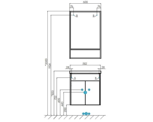 Тумба под раковину Aquaton Флай 60 1A237301FAX10 Белая Дуб крафт