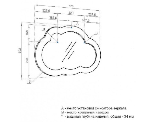 Зеркало Aquaton Каспер Облако 78 1A283602CRE20 Белое матовое