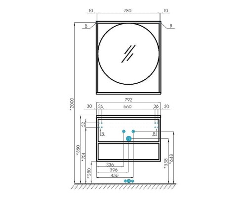 Зеркало Aquaton Лофт Фабрик 80 1A242602LTDU0 Дуб эндгрейн