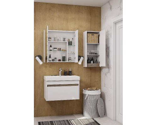 Подвесной шкаф Aquaton Марти 35 1A270203MY010 Белый глянцевый Дуб эндгрейн