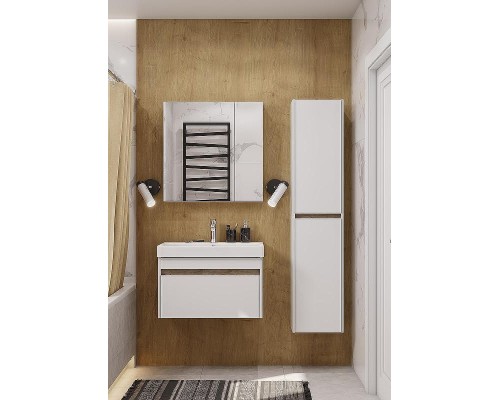 Подвесной шкаф Aquaton Марти 35 1A270203MY010 Белый глянцевый Дуб эндгрейн