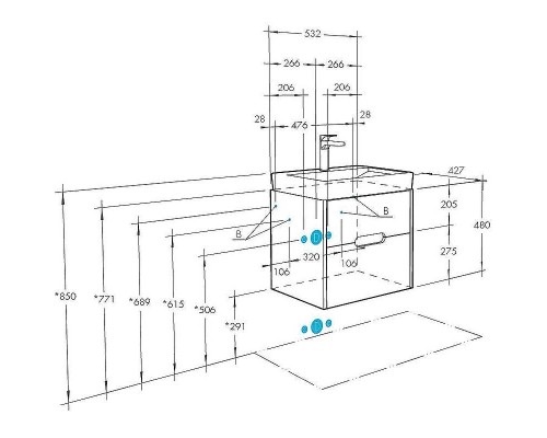 Тумба под раковину Aquaton Оливия 55 1A254201OLUG0 подвесная Грей Дуб ойстер