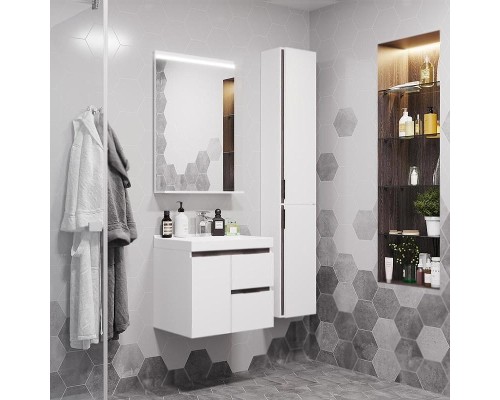 Шкаф пенал Aquaton Рене 31 1A222003NRC80 подвесной Белый Грецкий орех