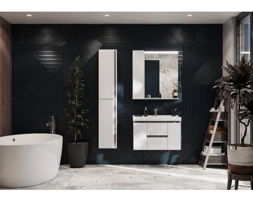 Зеркало со шкафом Aquaton Рене 80 L 1A222502NRC80 с подсветкой Белый Грецкий орех