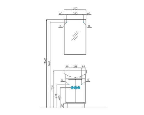 Зеркало Aquaton Рико 50 1A216302RI010 Белое