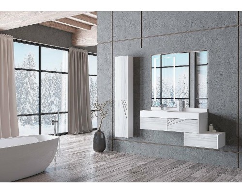 Тумба Aquaton Сакура 100 1A234803SKW80 подвесная Ольха наварра Белый глянец