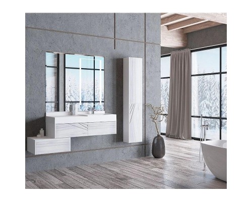 Шкаф пенал Aquaton Сакура 33 R 1A219903SKW8R подвесной Ольха наварра Белый глянец