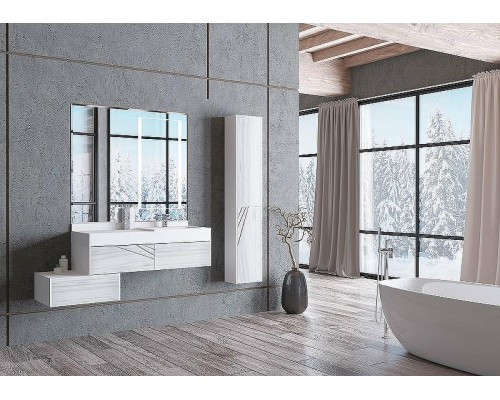 Шкаф пенал Aquaton Сакура 33 R 1A219903SKW8R подвесной Ольха наварра Белый глянец