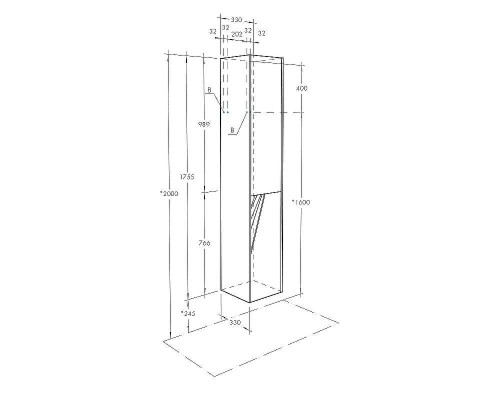 Шкаф пенал Aquaton Сакура 33 R 1A219903SKW8R подвесной Ольха наварра Белый глянец