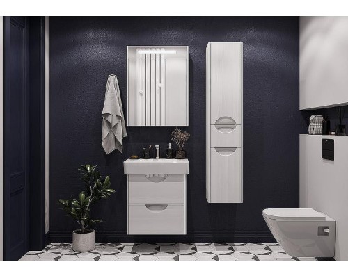 Зеркальный шкаф Aquaton Сильва 60 1A216202SIW70 с подсветкой Дуб полярный