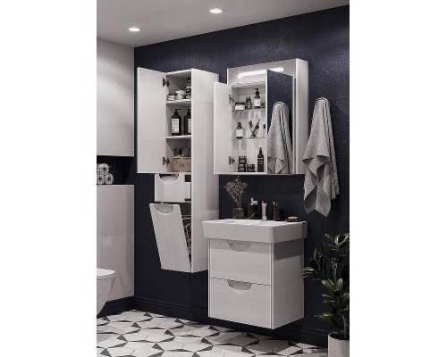 Зеркальный шкаф Aquaton Сильва 60 1A216202SIW70 с подсветкой Дуб полярный