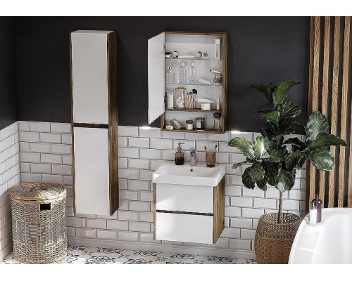 Зеркальный шкаф Aquaton Сканди 55 1A252102SDZ90 Белый Дуб рустикальный