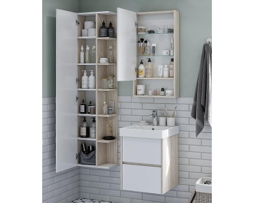 Шкаф пенал Aquaton Сканди 40 1A253403SDB20 подвесной Белый Дуб верона