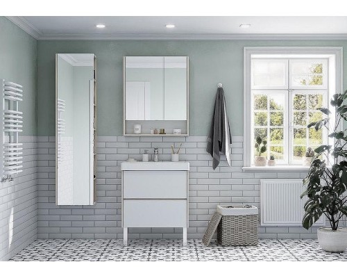 Шкаф пенал Aquaton Сканди 40 1A253403SDB20 подвесной Белый Дуб верона