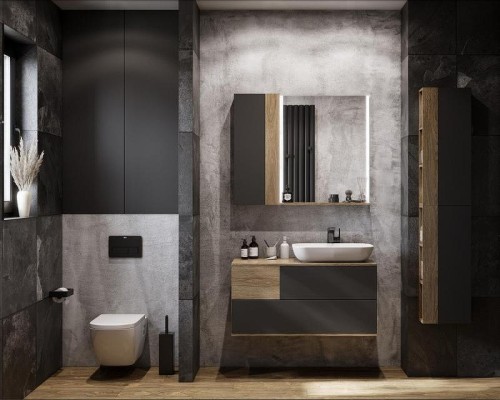 Подвесной шкаф Aquaton Терра 35 1A247103TEKA0 Дуб кантри Антрацит