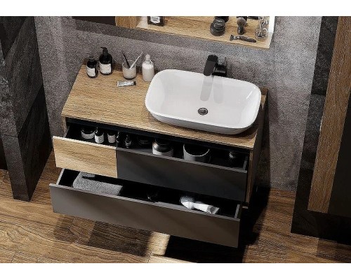 Тумба с раковиной Aquaton Терра 105 1A2469K2TEKA0 подвесная Дуб кантри Антрацит