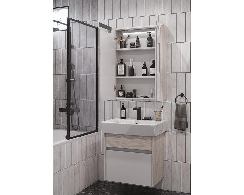 Зеркальный шкаф Aquaton Верди PRO 60 1A206902VDAV0 с подсветкой Белый Ясень фабрик