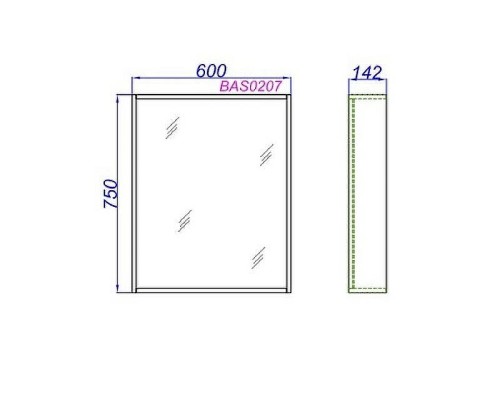Зеркало Aqwella Basic 60 BAS0207DZ Дуб золотой