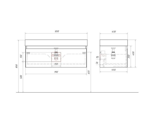Тумба под раковину Aqwella Geometria 100 GE01101WM подвесная Белая матовая