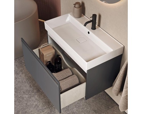 Тумба под раковину Aqwella Pure 100 PUR0110GRM подвесная Серая матовая