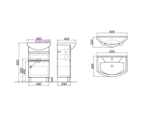 Тумба под раковину Aqwella Rodos 50 ROD01052N Белая