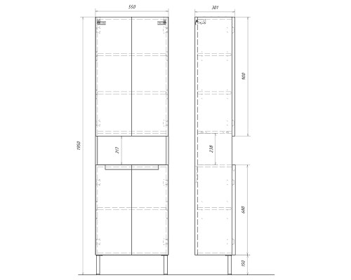 Шкаф пенал Aqwella Vancouver 55 VAN0555N цвет Белый