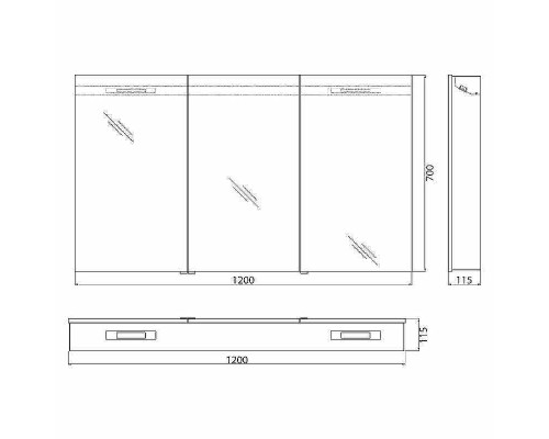 Зеркальный шкаф BelBagno 120 SPC-3A-DL-BL-1200 с подсветкой Сатин