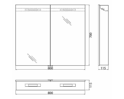 Зеркальный шкаф BelBagno 80 SPC-2A-DL-BL-800 с подсветкой Сатин