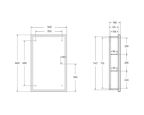 Зеркальный шкаф BelBagno 50 SPC-GRT-500/800-1A-LED-TCH с подсветкой Белый