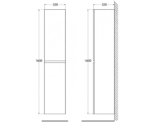 Шкаф пенал BelBagno Albano 32 ALBANO-1600-2A-SC-BL-P подвесной Bianco Lucido