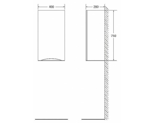 Подвесной шкаф BelBagno Fly-Marino R FLY-MARINO-750-1A-SC-BL-P-R Bianco Lucido
