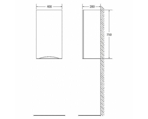 Подвесной шкаф BelBagno Fly-Marino 40 L FLY-MARINO-750-1A-SC-BL-P-L Bianco Lucido