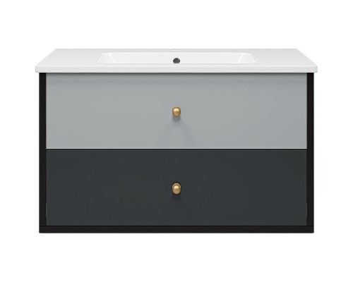 Тумба с раковиной Brevita 50 Shades of Grey Кристиан 100 УТ000014283 подвесная Черная матовая Серая матовая