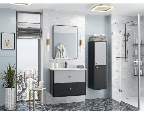 Шкаф пенал Brevita 50 Shades of Grey Кристиан 35 R Кри-05035-01-01П подвесной Черный матовый Серый матовый